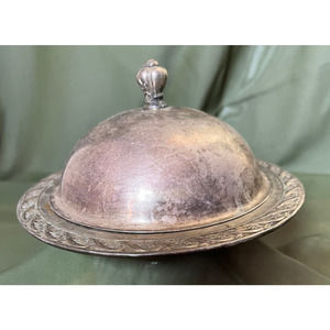 Wm Rogers Silverplate Domed Butter Dish Spring Flower 2088 6.5"